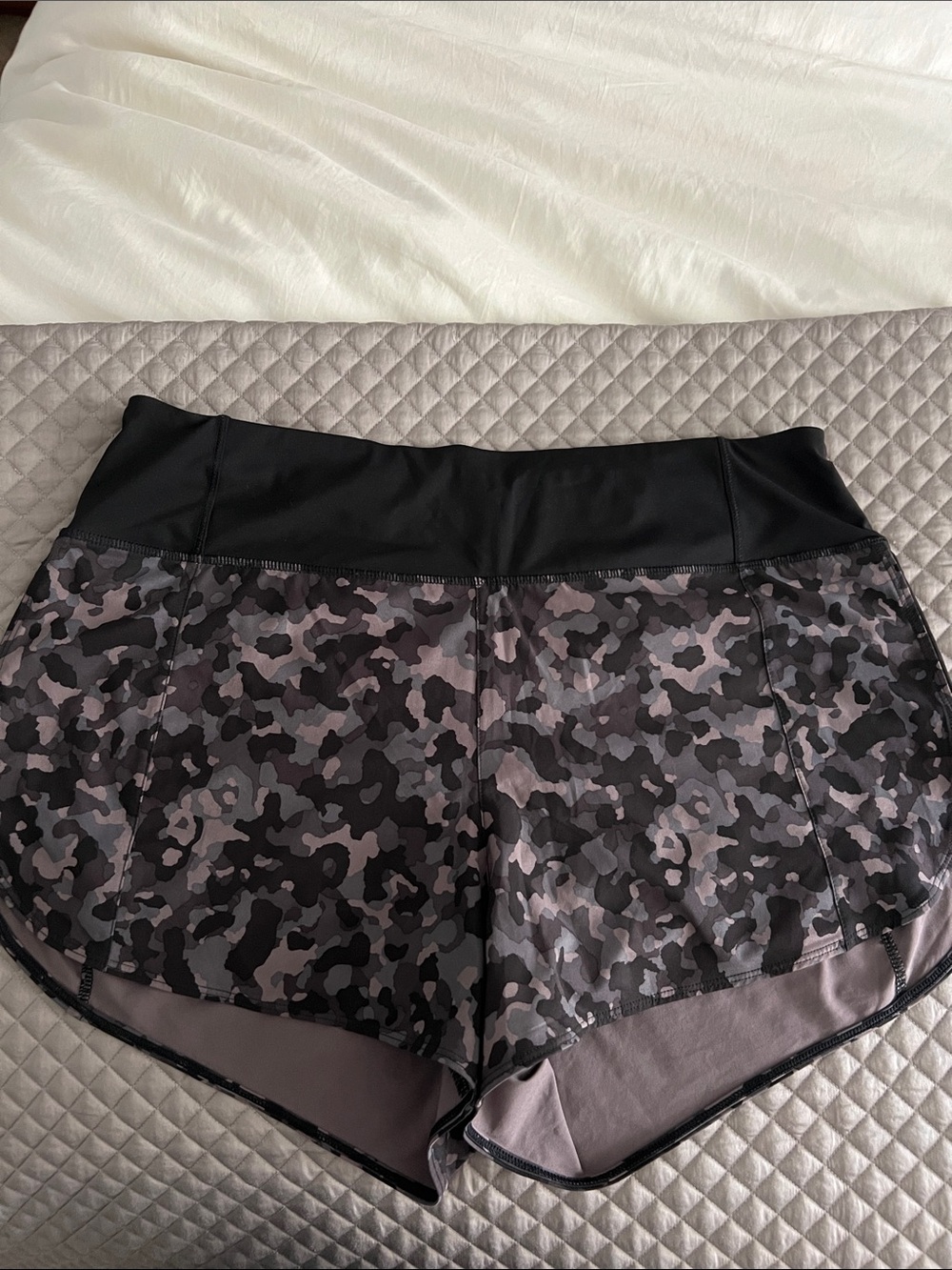 Athleta Black and Gray Camo Athletic Shorts